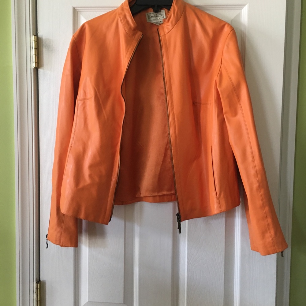 Orange leather jacket